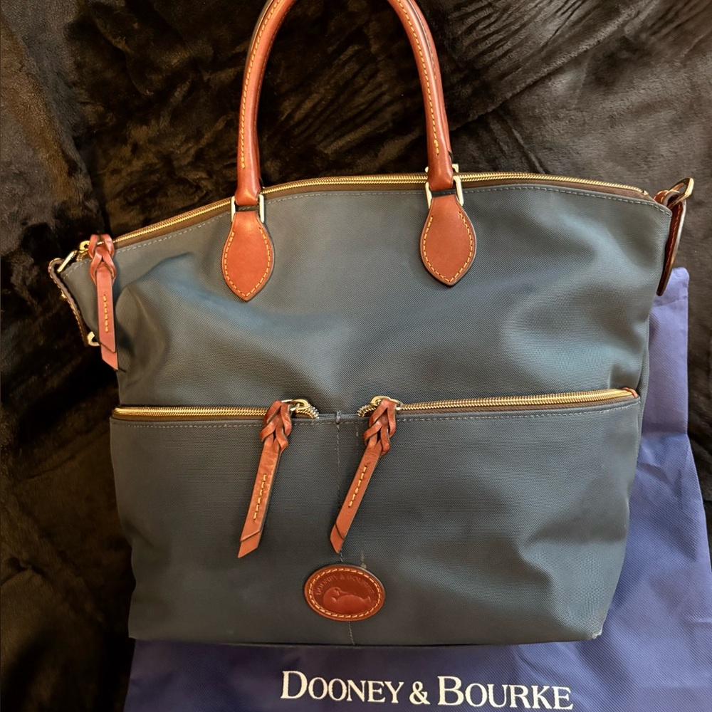 Dooney & Bourke Large Navy and Brown Tote Bag